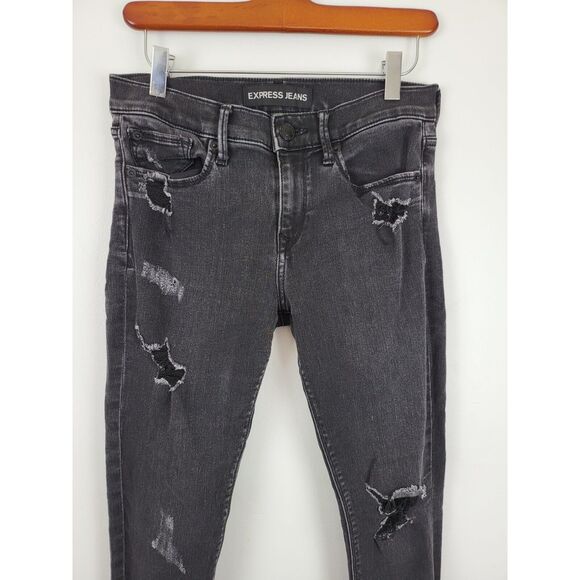 Express Exp Super Soft Ankle Legging Jean 4R Womens High Rise Raw Hem Distressed - Picture 2 of 6